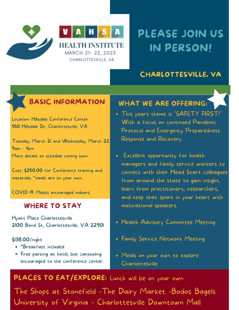 2023 Health Institute Announced! Virginia Head Start Association